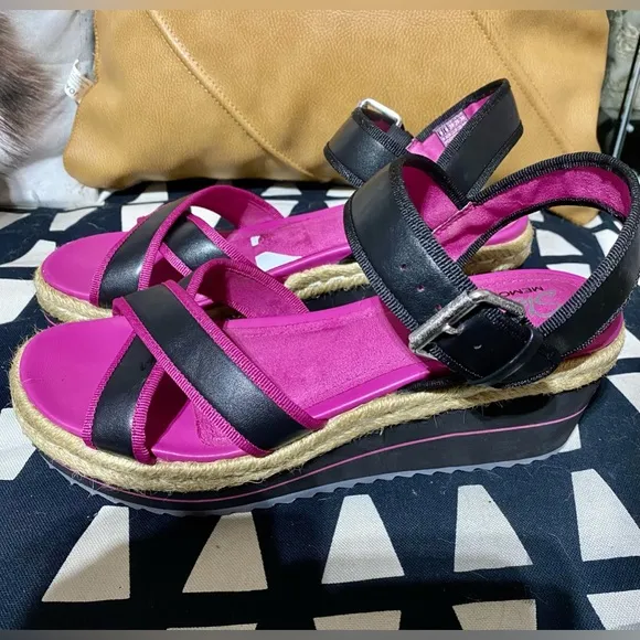 Skechers Women’s Memory Foam Black&amp;Pink Ankle strap platform Sandals Sz.9 NWOT