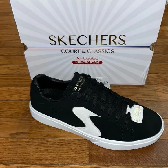 Sketchers Court &amp; Classics Eden XL Low Top Sneakers Black &amp; White Men’s Size 10