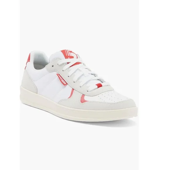Sketchers Street Wear New Wave Low Top Leather Sneaker White &amp; Red Men’s Size 11