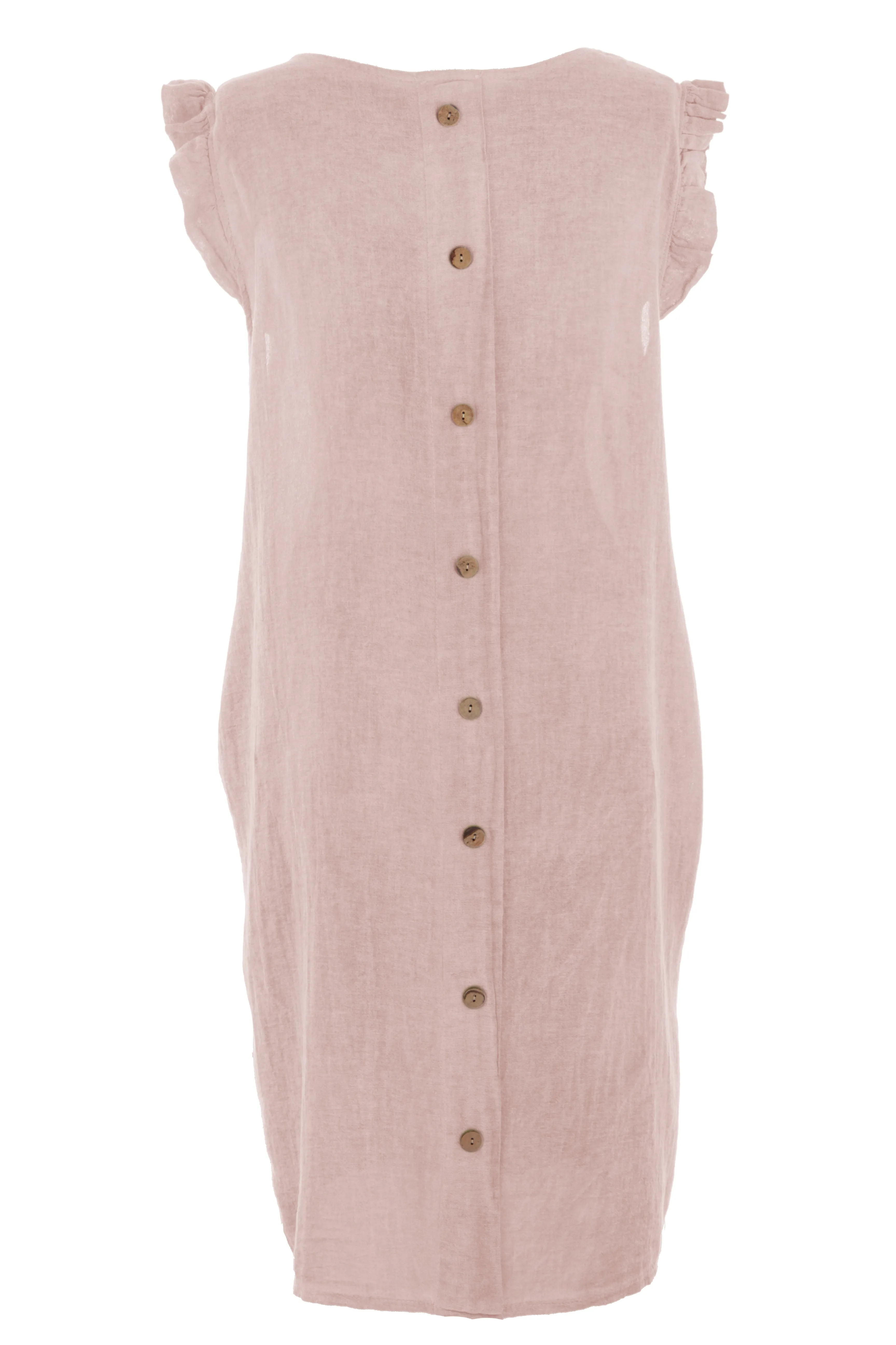 Sleeveless Button Back Linen Dress