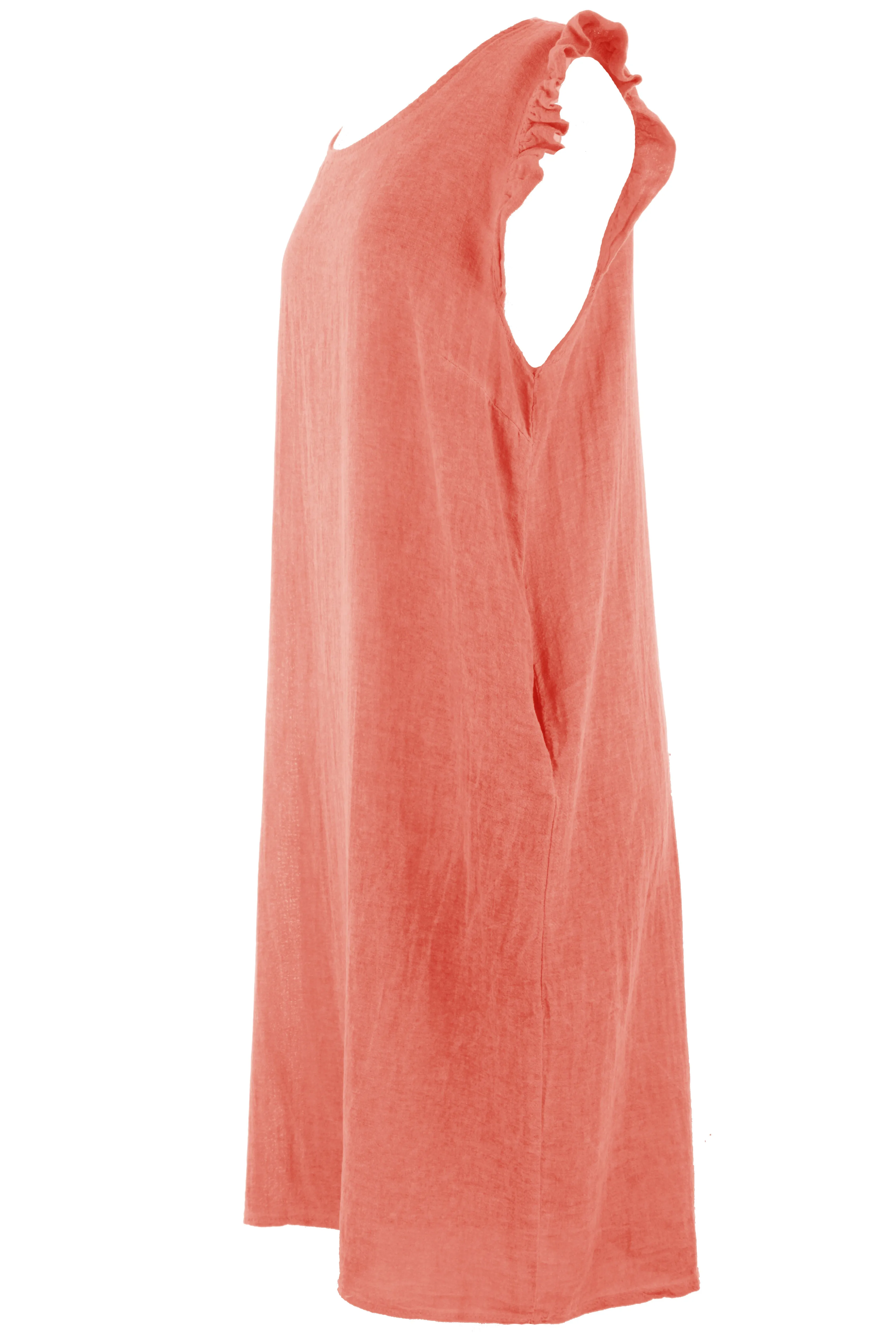 Sleeveless Button Back Linen Dress