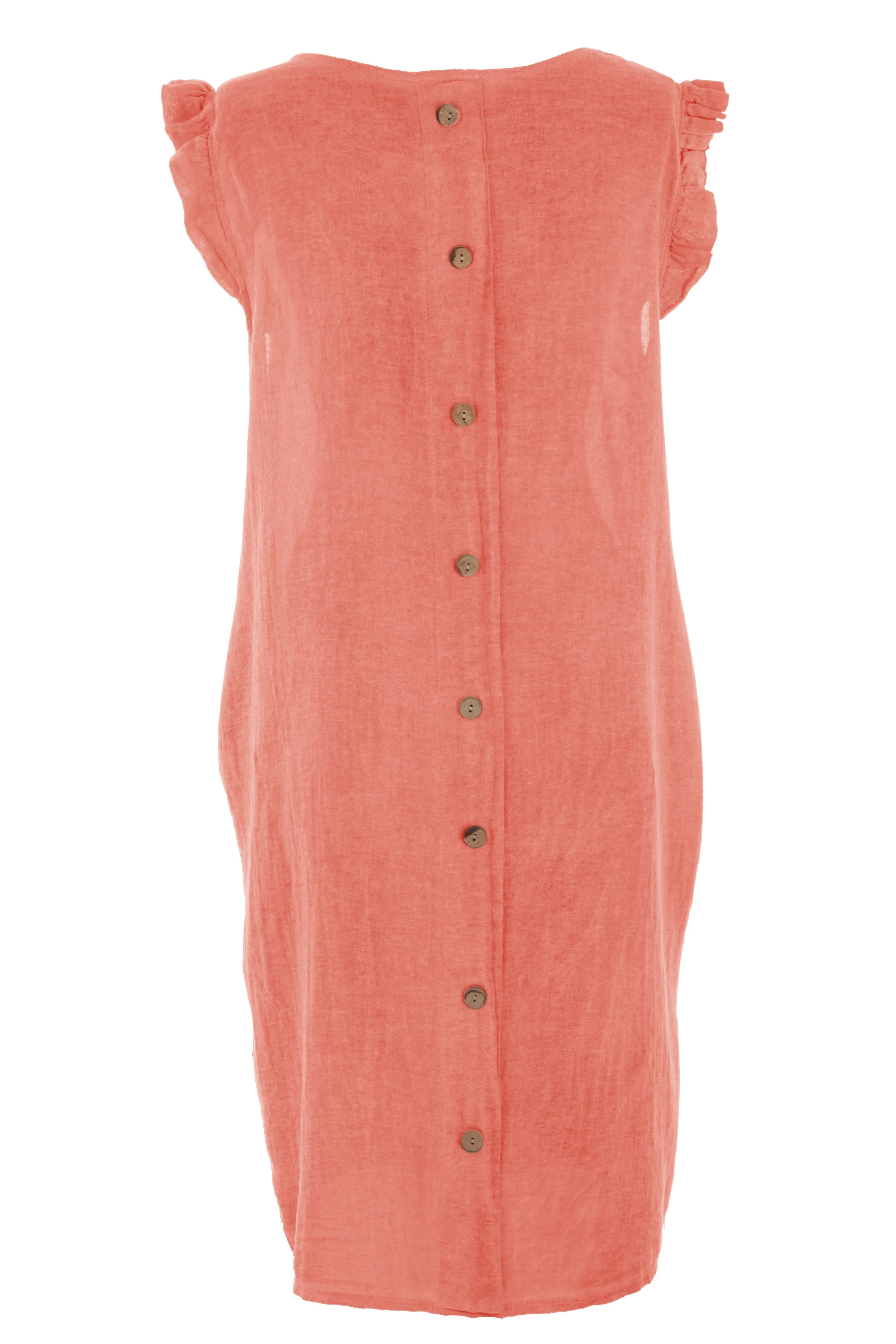 Sleeveless Button Back Linen Dress