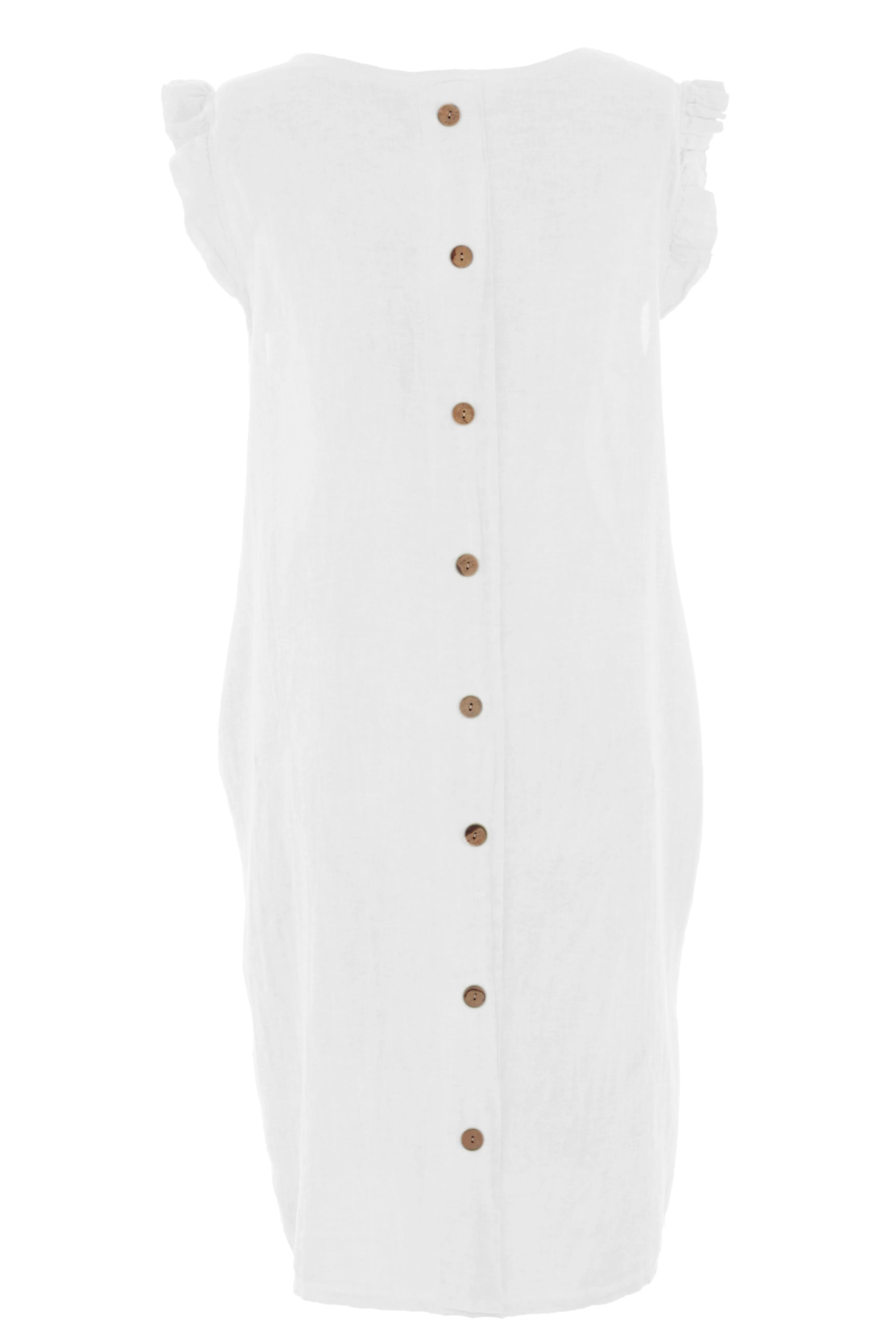 Sleeveless Button Back Linen Dress