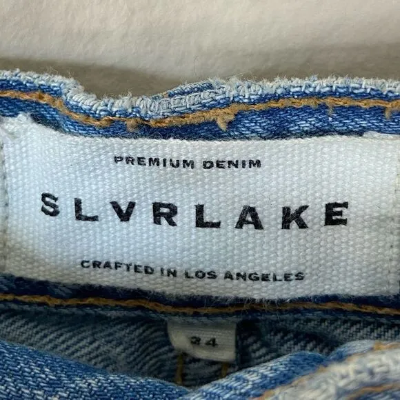 Slvrlake London Salt Flats Jeans Ultra High Rise Cropped Straight Leg Size 24