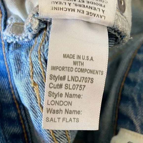 Slvrlake London Salt Flats Jeans Ultra High Rise Cropped Straight Leg Size 24