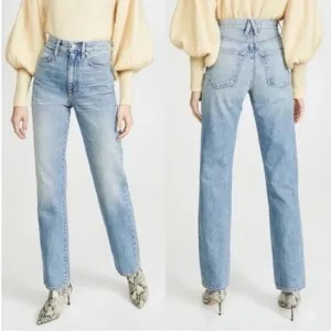 Slvrlake London Salt Flats Jeans Ultra High Rise Cropped Straight Leg Size 24