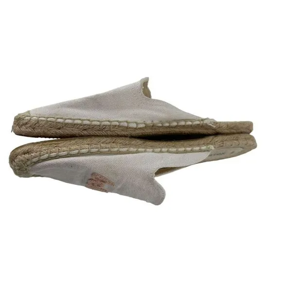 Soludos Ciao Bella Mules Size 8 White Pink Embroidered Espadrilles Slip On Flats