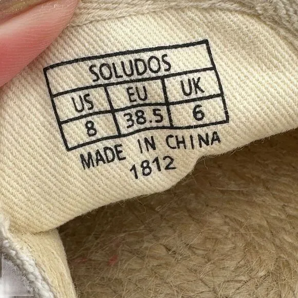 Soludos Ciao Bella Mules Size 8 White Pink Embroidered Espadrilles Slip On Flats