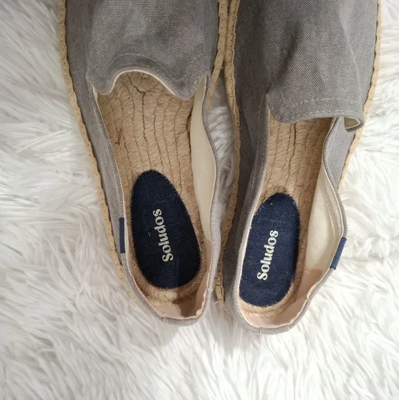 Soludos Men’s Espadrilles Sandal Gray Summer Platform Slip On Size 8