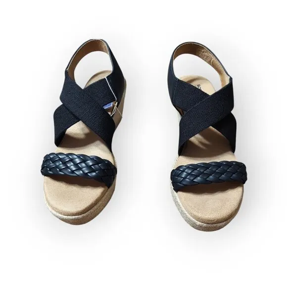 Sonoma Goods For Life Coraa Women's Espadrille Wedge Sandals Black Size 7.5