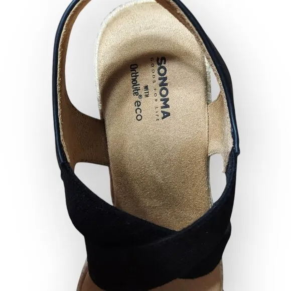 Sonoma Goods For Life Coraa Women's Espadrille Wedge Sandals Black Size 7.5