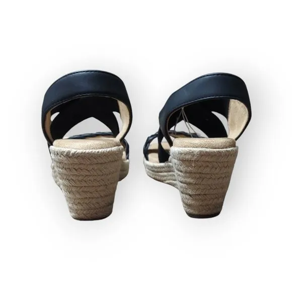 Sonoma Goods For Life Coraa Women's Espadrille Wedge Sandals Black Size 7.5