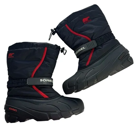 SOREL Big Kids Size 5 Warm Winter Snow Boots Flurry Youth Boot Waterproof Red