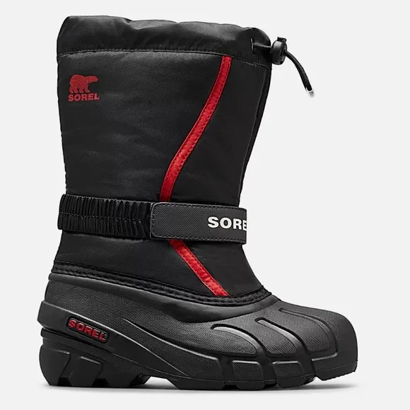 SOREL Big Kids Size 5 Warm Winter Snow Boots Flurry Youth Boot Waterproof Red
