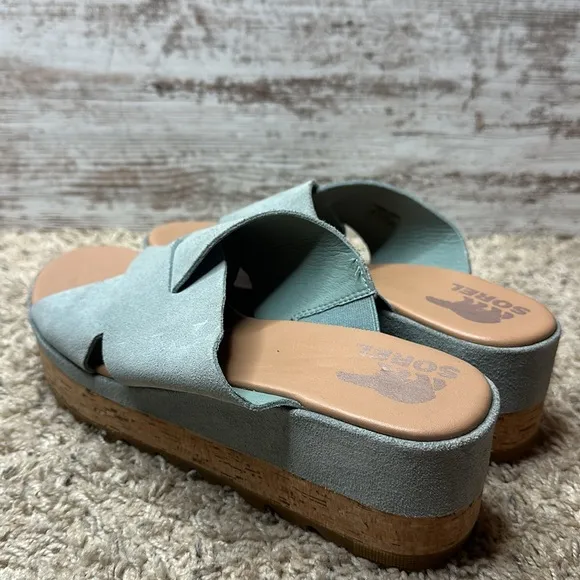 SOREL CAMERON FLATFORM MULE WEDGE SANDALS WOMENS