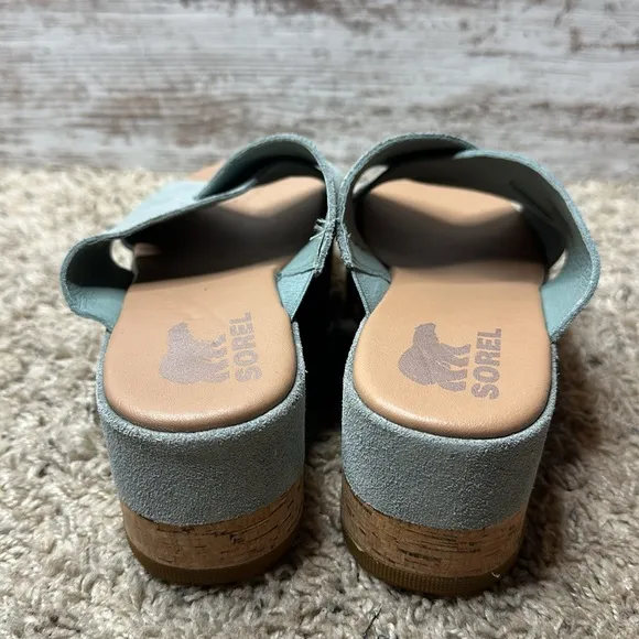 SOREL CAMERON FLATFORM MULE WEDGE SANDALS WOMENS