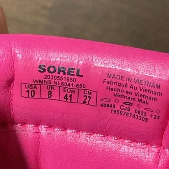 Sorel ELLA II Puff Slide Fucshia Fizz Sandals Size 10