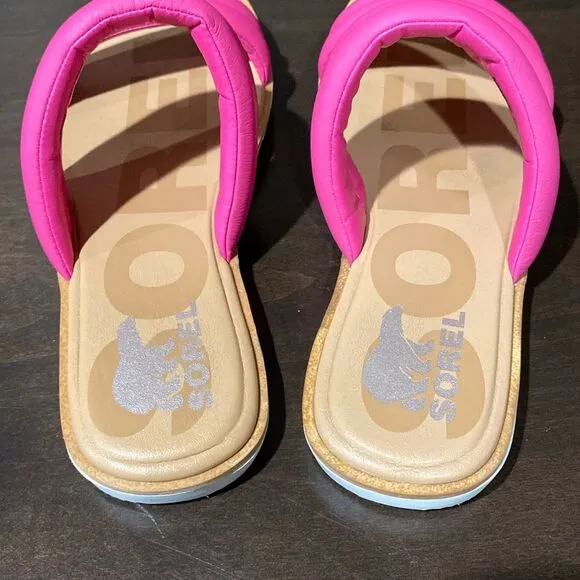 Sorel ELLA II Puff Slide Fucshia Fizz Sandals Size 10