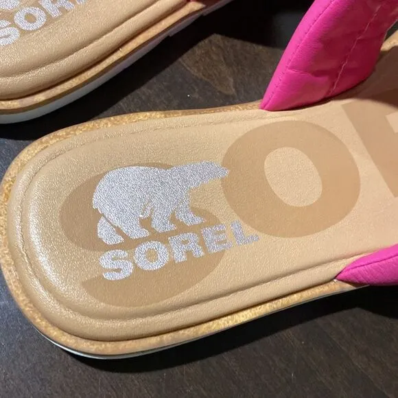 Sorel ELLA II Puff Slide Fucshia Fizz Sandals Size 10