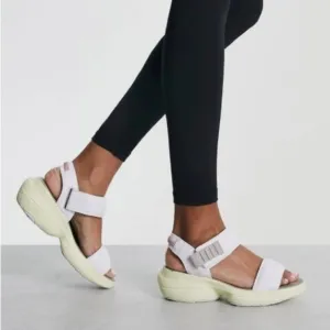 Sorel Explorer Blitz Stride Sandals Leather Wedge White Bolt Hint Size 7 NEW