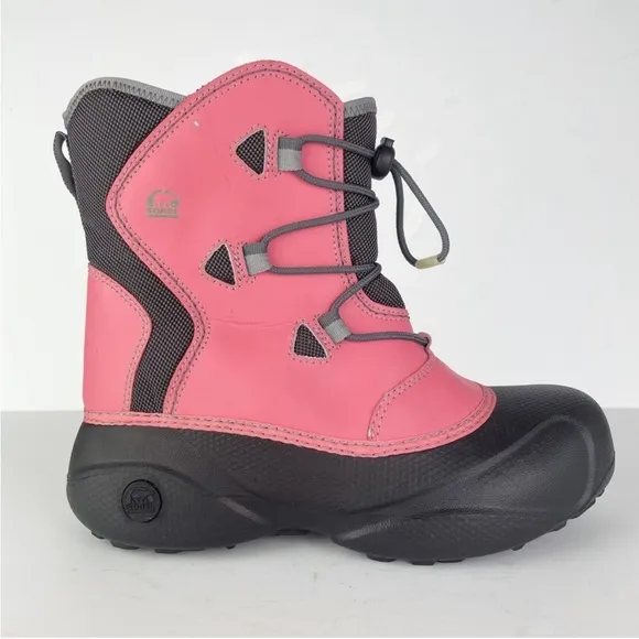 Sorel IcePack Pink Black Techlite Warm Cozy Winter Snow Rain Boots