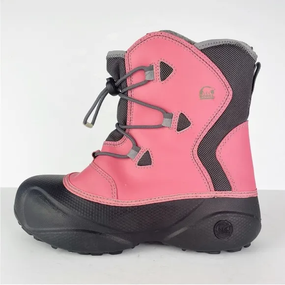 Sorel IcePack Pink Black Techlite Warm Cozy Winter Snow Rain Boots