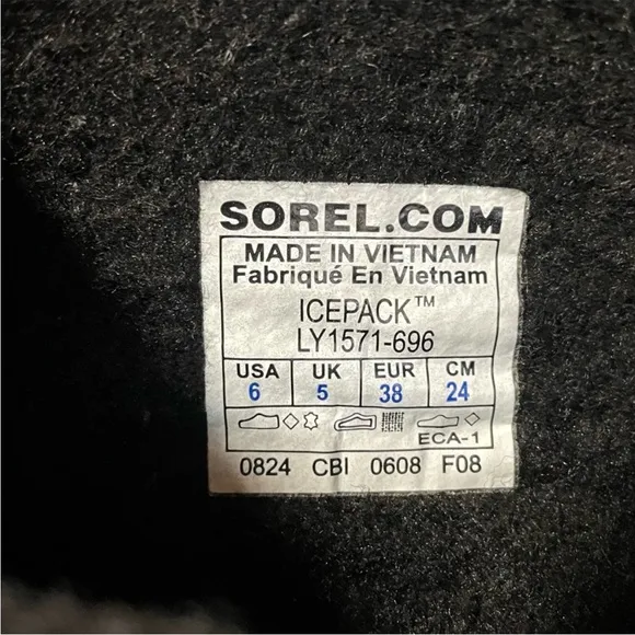 Sorel IcePack Pink Black Techlite Warm Cozy Winter Snow Rain Boots
