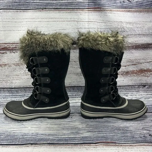 Sorel Joan Of Arctic Waterproof Black Suede Winter Boots, Women’s Size 9.5