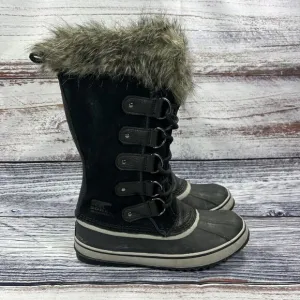 Sorel Joan Of Arctic Waterproof Black Suede Winter Boots, Women’s Size 9.5