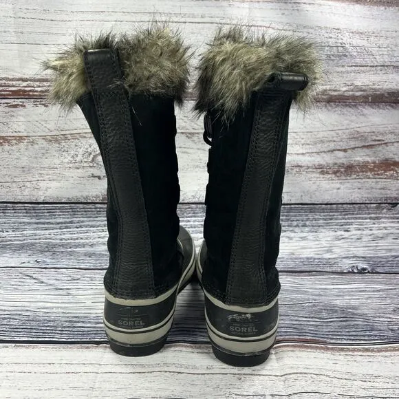 Sorel Joan Of Arctic Waterproof Black Suede Winter Boots, Women’s Size 9.5