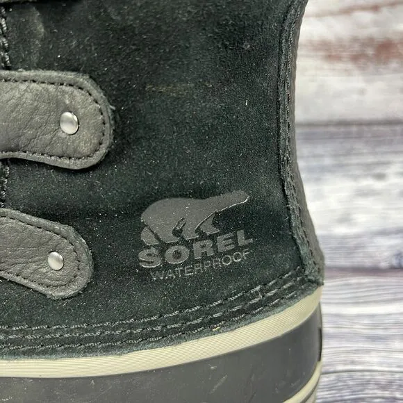 Sorel Joan Of Arctic Waterproof Black Suede Winter Boots, Women’s Size 9.5