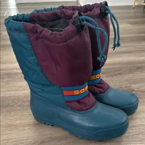 Sorel Kids Teal &amp; Purple Winter Boots 6 Canadian original Waterproof Insulated