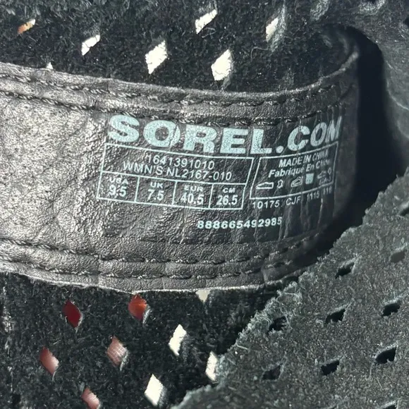 Sorel Major Women’s 9.5 Perforated Black Leather Mid Calf Ankle Slouch Boots