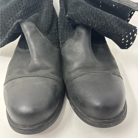 Sorel Major Women’s 9.5 Perforated Black Leather Mid Calf Ankle Slouch Boots