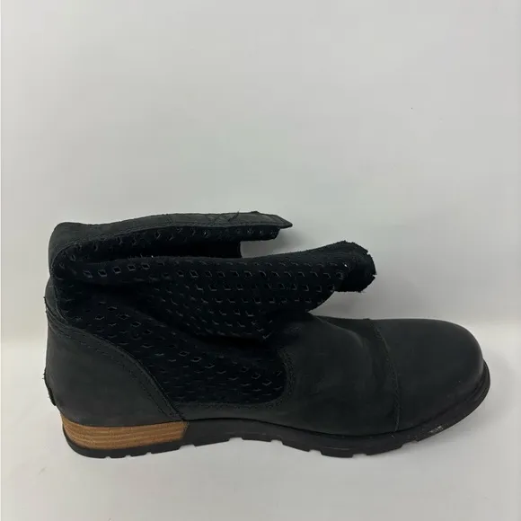 Sorel Major Women’s 9.5 Perforated Black Leather Mid Calf Ankle Slouch Boots