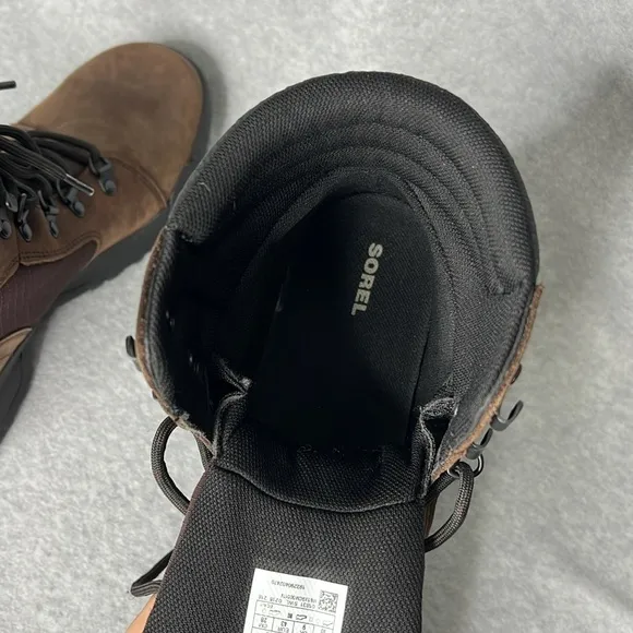 Sorel Mens Size 10 Brown Leather Lace Up Vail Waterproof Hiking Boots Casual