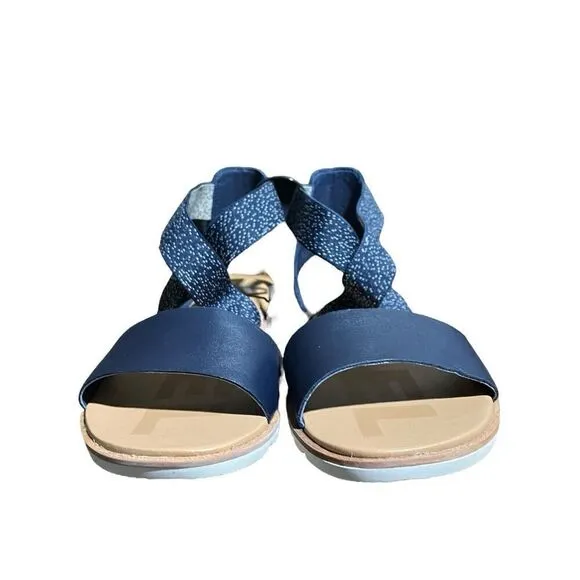 Sorel Shoes WMNS 11 Blue Ella II Leather Ankle Strap Sandals Nocturnal Sea Salt