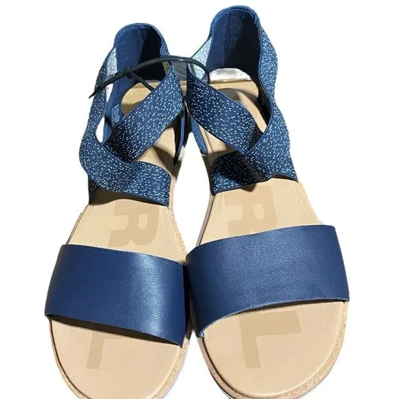 Sorel Shoes WMNS 11 Blue Ella II Leather Ankle Strap Sandals Nocturnal Sea Salt