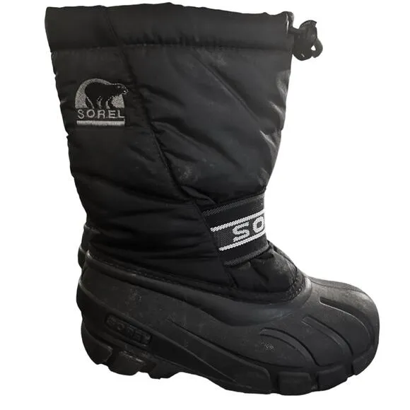 Sorel Winter Boots Youth Cub Black Snow Boots Waterproof and Lined