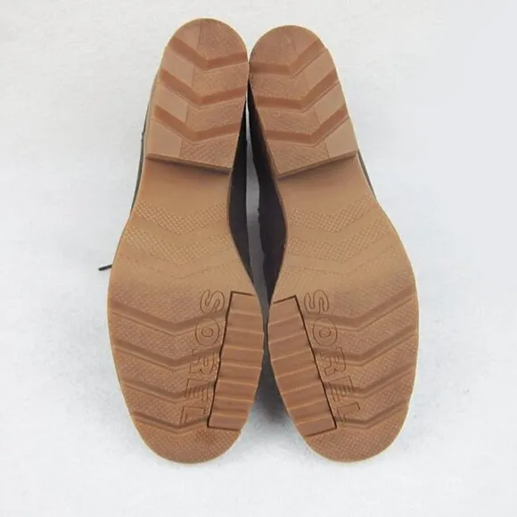 Sorel Womens 7.5 Brown Leather Lace Up Heeled Ankle Boots Waterproof NEW