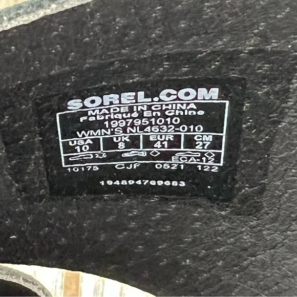 Sorel Women's Cameron Flatform Mule Sandals US10 Black &amp; Sea Salt $125