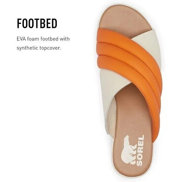 Sorel Women's Cameron Flatform Puff Mule sandals 10.5 orange Koi, Sea Salt