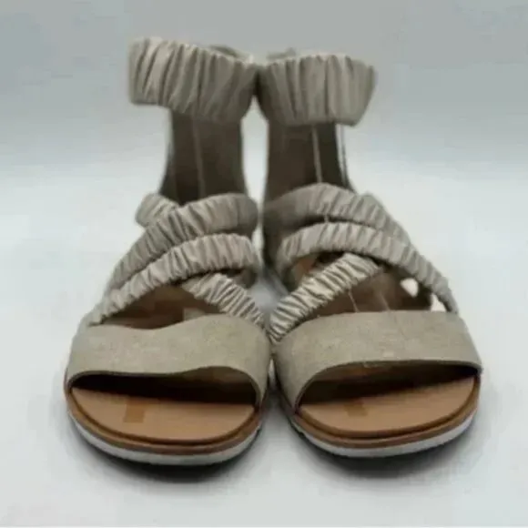 Sorel Women's Ella II Ankle Strap Leather Upper Sandals in Taupe Size 9.5