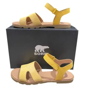 Sorel Womens Ella III Ankle Strap Flat Leather Sandals Yellow Size 10