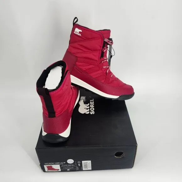Sorel Youth Whitney II Short Lace WP Sneaker Boots Fuchsia Rush Black Size 5 NWB