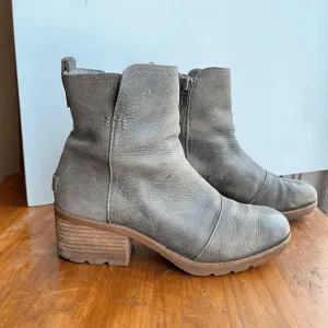 Sorel Cate Waterproof Block Heel Leather-Suede Ankle Boots Women’s 7.5