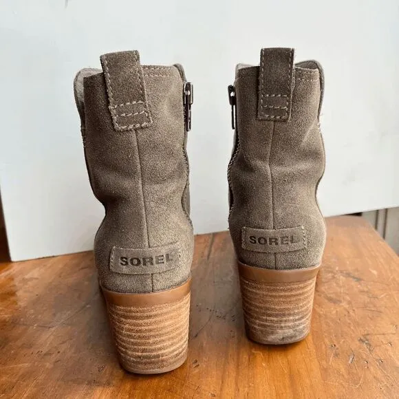 Sorel Cate Waterproof Block Heel Leather-Suede Ankle Boots Women’s 7.5