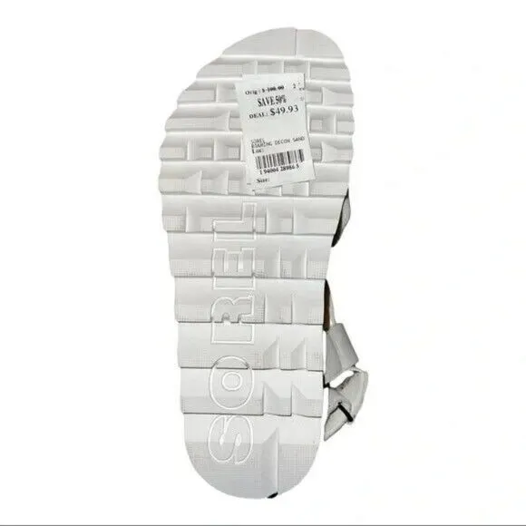Sorel Women's Roaming Decon Sandals Sea Salt White Leather 9.5M New