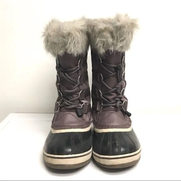 SOREL Youth Joan of Arctic Lace Up Winter Snow Boots Waterproof Purple Girl 4