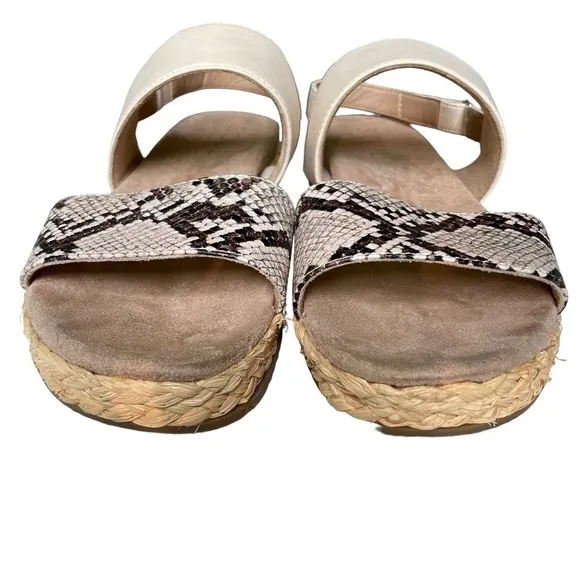 SOUL Naturalizer Dorri Wedge Snake Print Raffia Platform Sandals Size 9.5